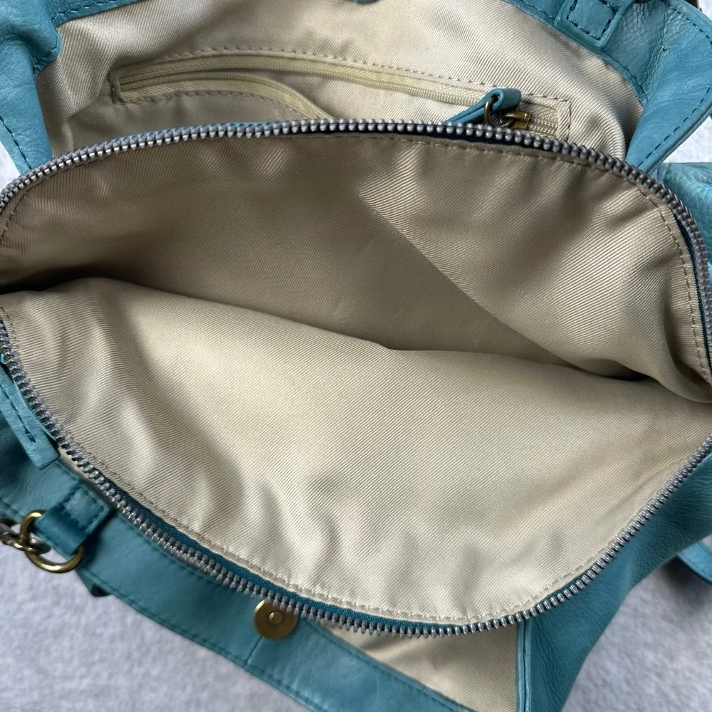 American Leather Co Daiquiri Green Ada Triple Entry Satchel Crossbody Handbag